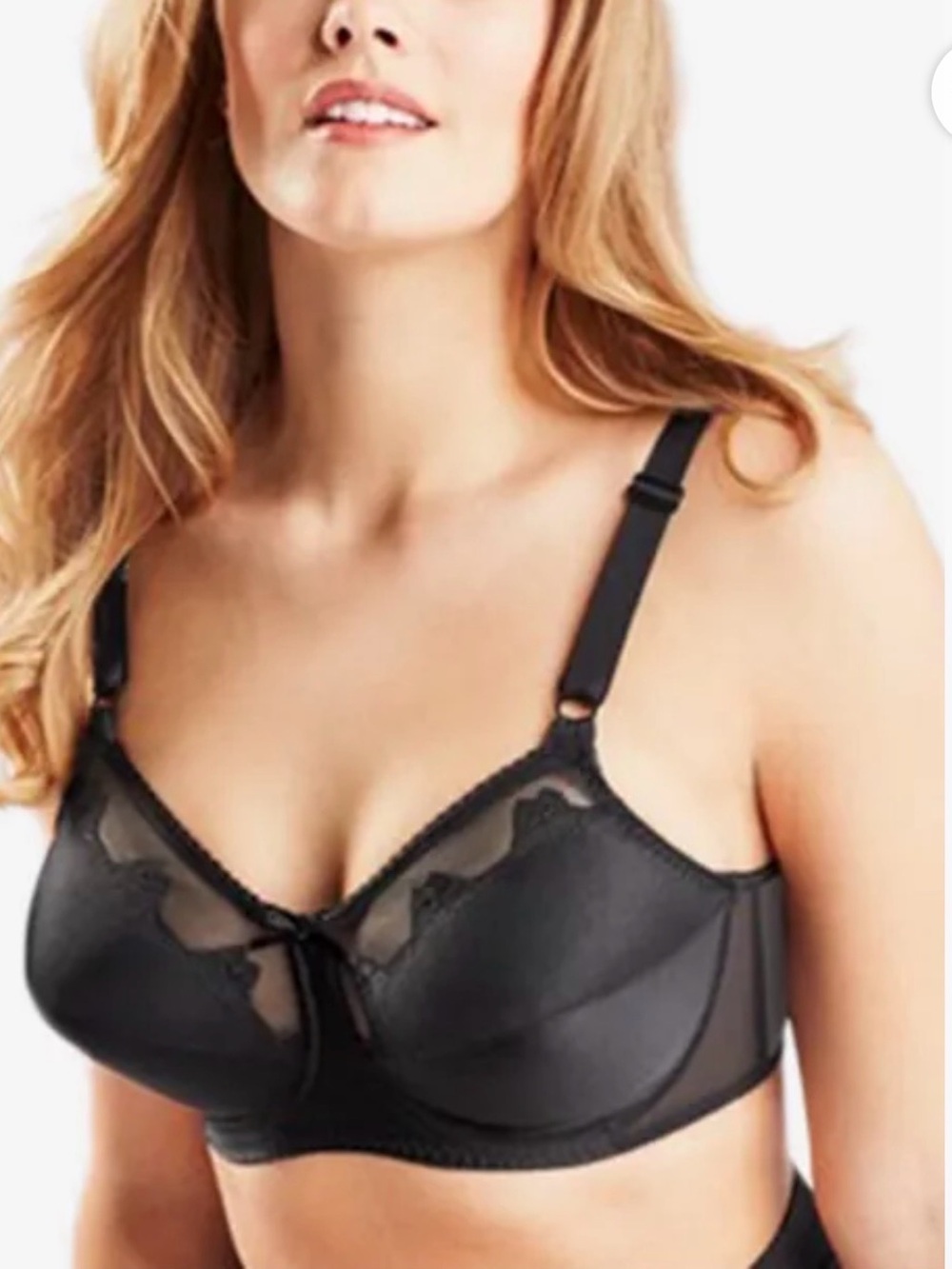 NWOT Bali Flower Full Coverage Underwire Unlined Black Lace Bra 0180 Sz 34 DD